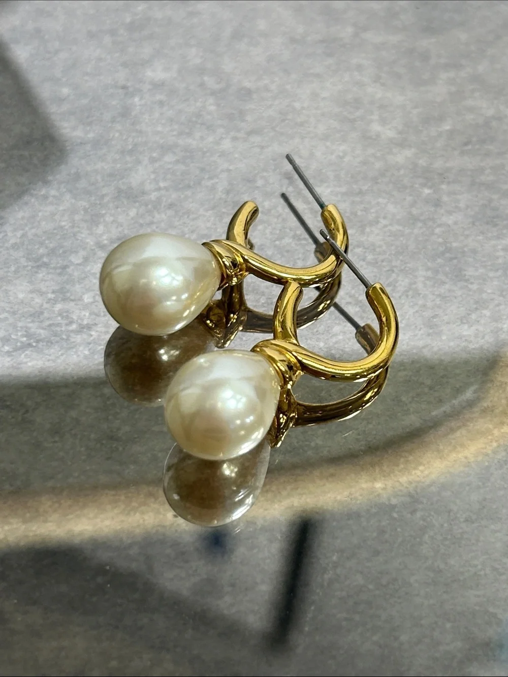 Gold Faux Pearl Drop Earrings - Women Jewelry